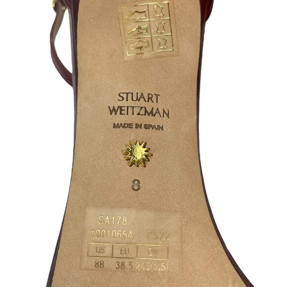 Stuart Weitzman Nudistcurve 100 Strap Sandals Liquid Metallic Red Size 8 - Picture 10 of 11